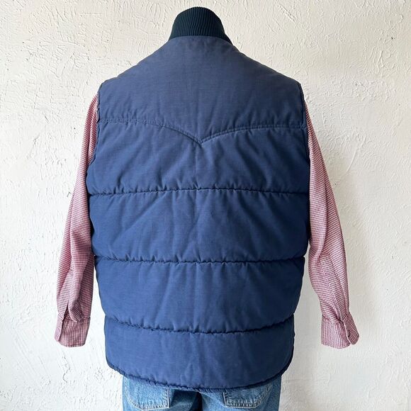 Vintage Miller Outerwear Insulated Vest Blue Western Yoke USA Made - Men's XL - Picture 10 of 16